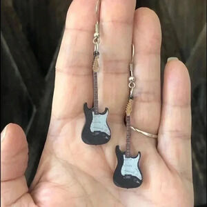 Long Guitar Music Fun Funny Whimsical Earrings NWT